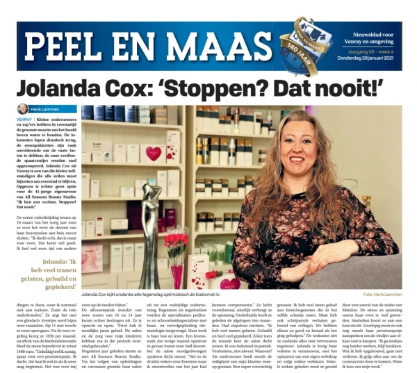 All Seasons Beauty Studio met interview in Peel en Maas 